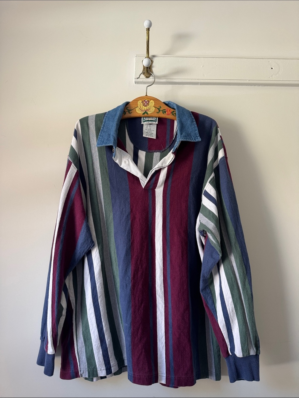 Vintage Northern Elements Long-Sleeve Rugby Shirt - Multicolor Stripes